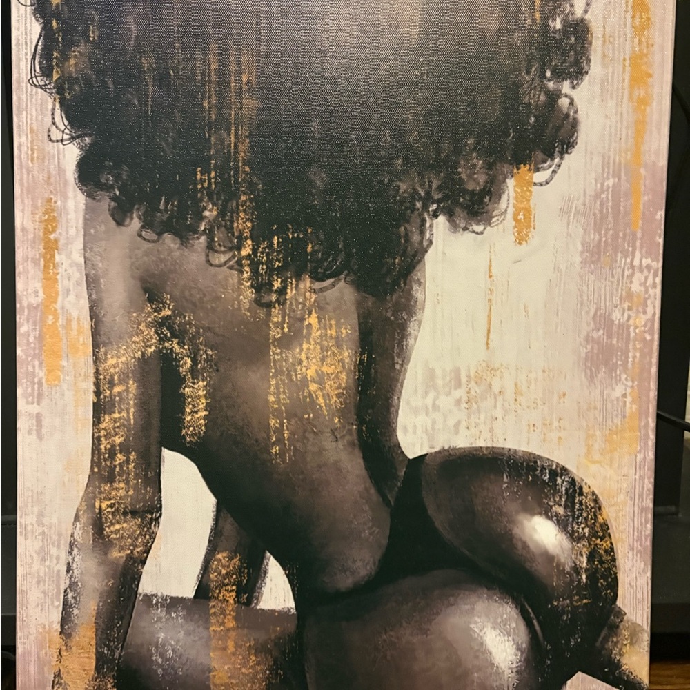 Abstract Nude Art Canvas with Gold Accents